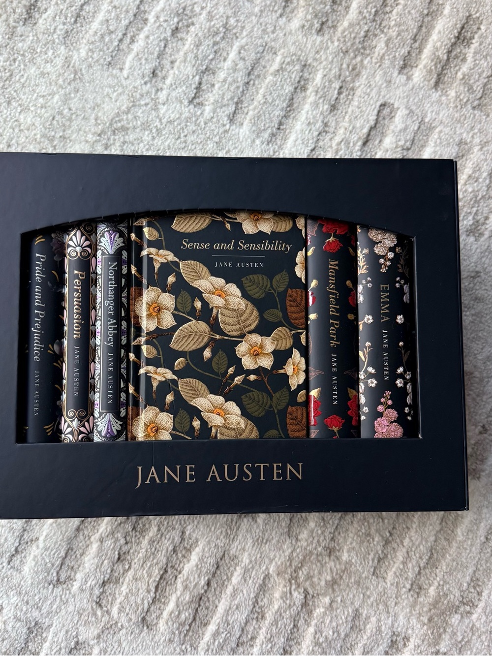 Jane Austen Classic Hardcover Book Set - Black Floral Edition